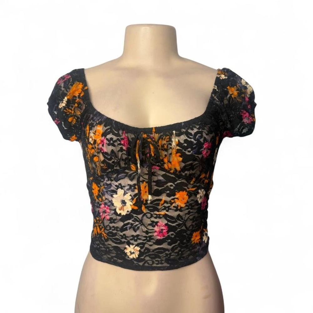 Black Floral Off-Shoulder Top